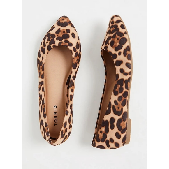 torrid Shoes - NEW Torrid Leopard Faux Suede Pointed Toe Flats